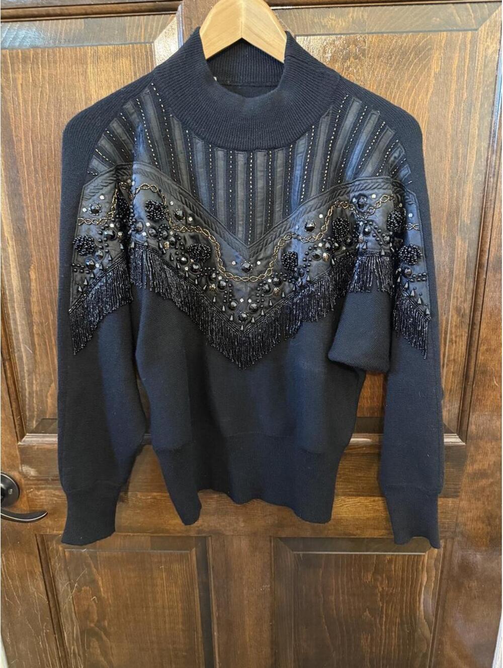 80s beaded wool sweater